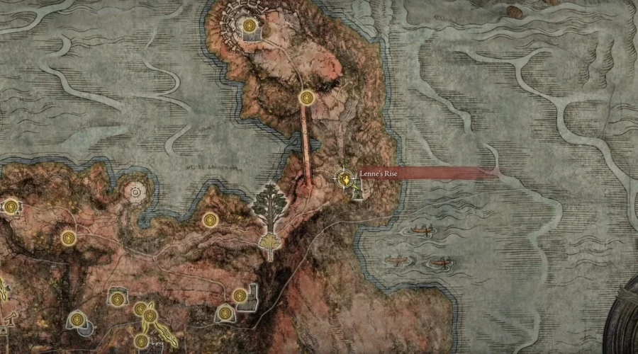 Elden Ring Map Showing Lenne's Rise Location
