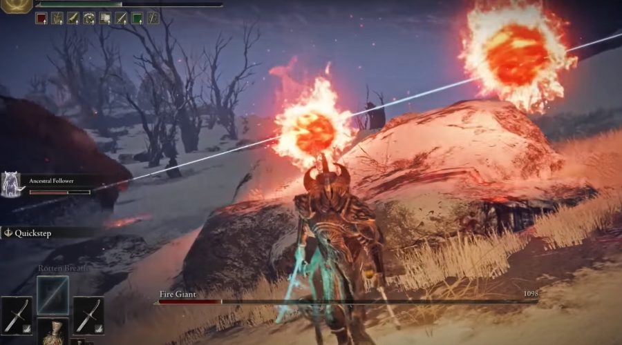 Be aware of the Fire Giant's fire orbs which he launches at you