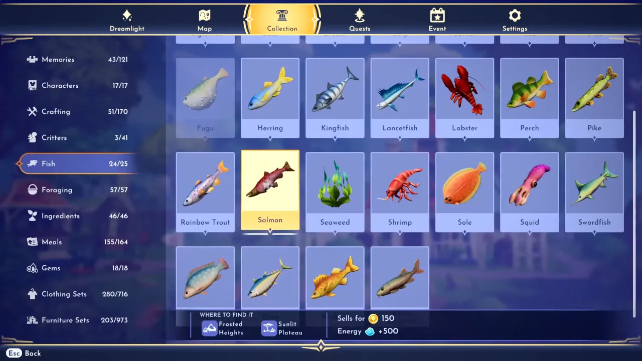 Disney Dreamlight Valley Salmon Fish