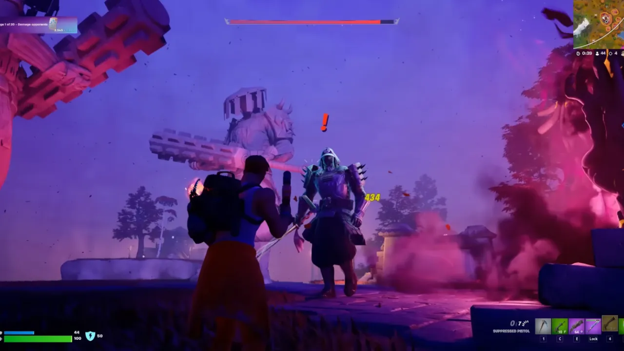 Fighting Shogun X boss in Fortnite to get Super Shield Medallion