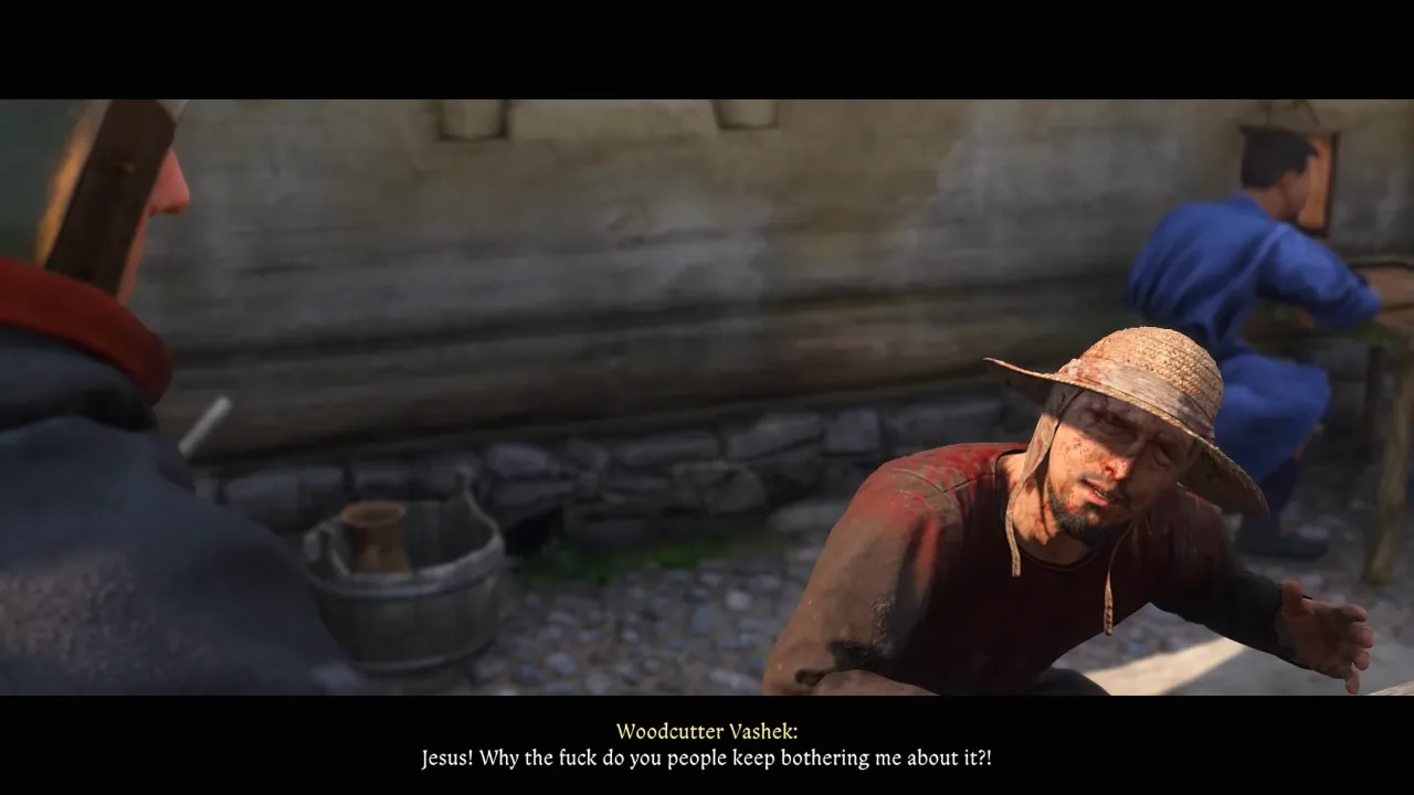 Talking to Woodcutter Vashek to get info about dragon bones
