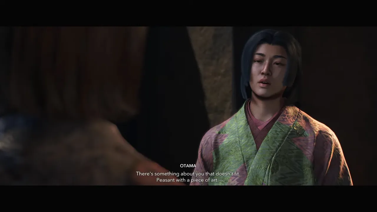 Otama talking to Naoe in AC Shadows