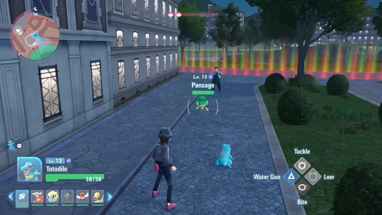 Fight with trainer at night in Lumiose City in Pokémon Legends Z-A