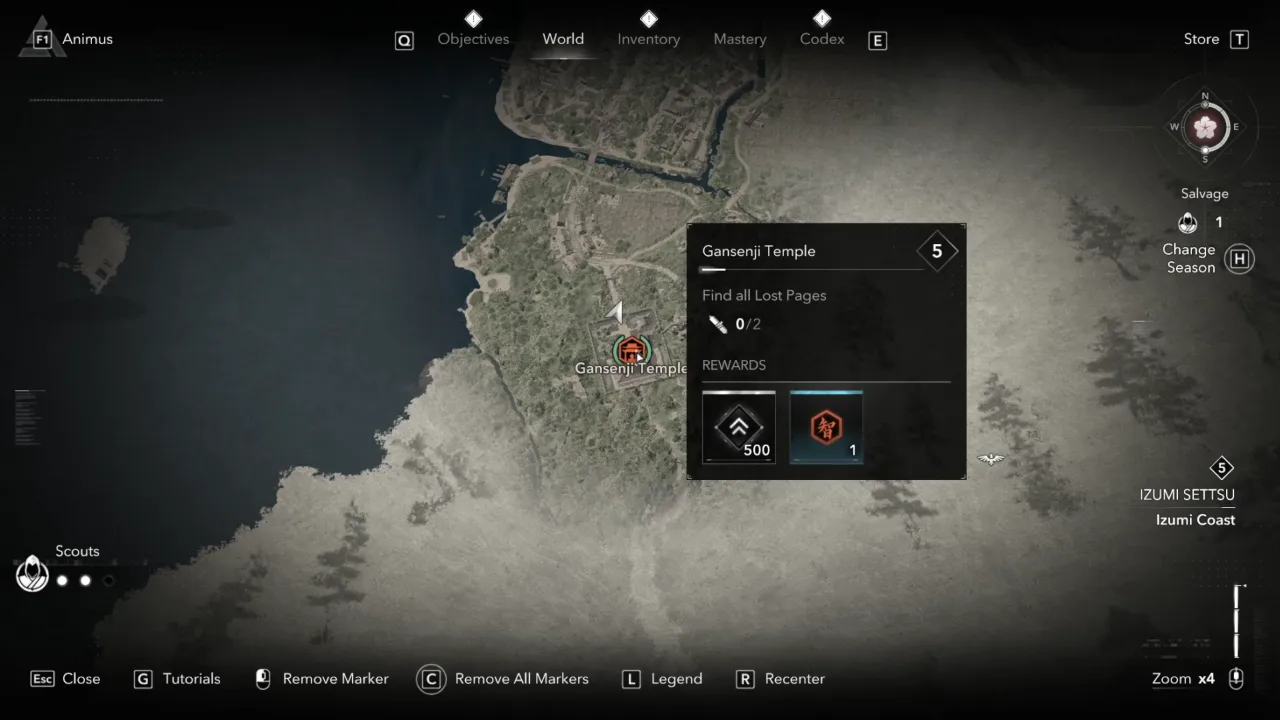 Assassin’s Creed Shadows Gansenji Temple Map Location