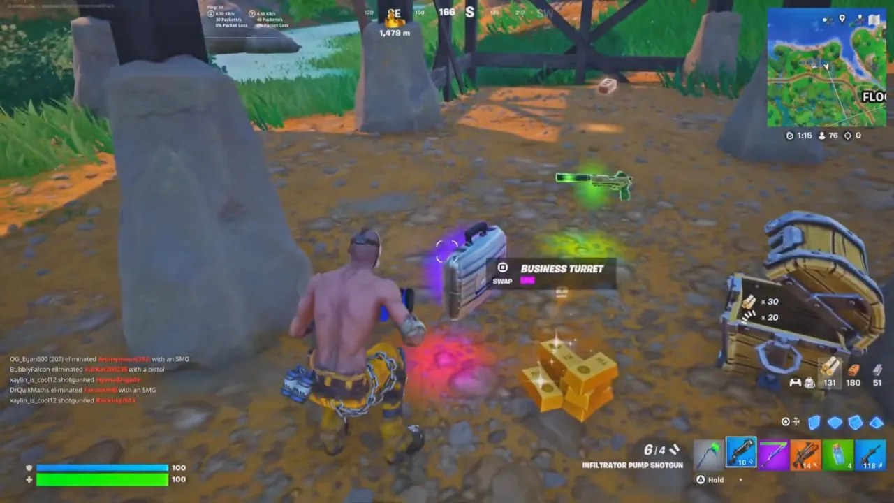Fortnite Business Turret among loot of a chest