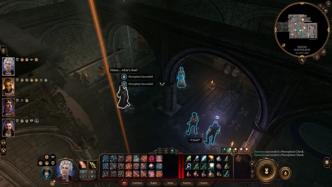 Party solving the Hhune Mausoleum Puzzle in BG3