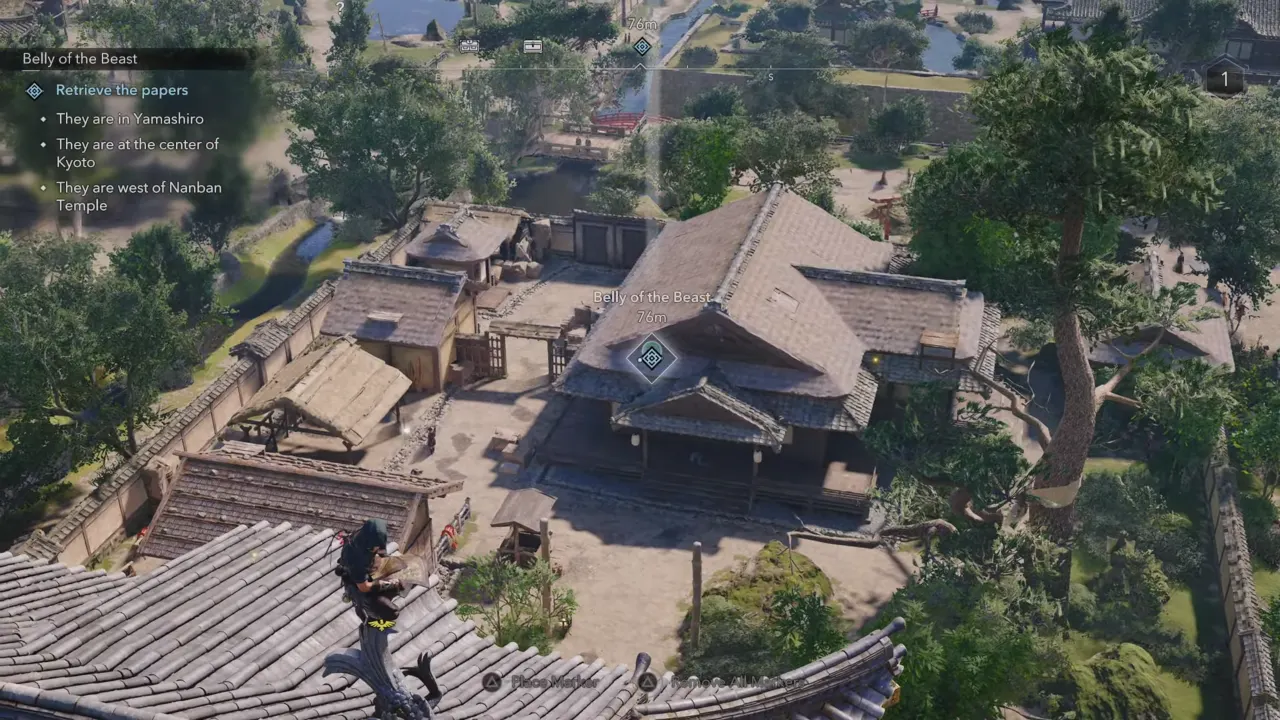 Naoe scouting papers building location from higher spot