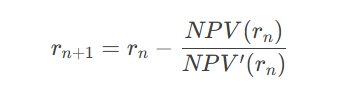 Newton-Raphson Method to Calculate IRR