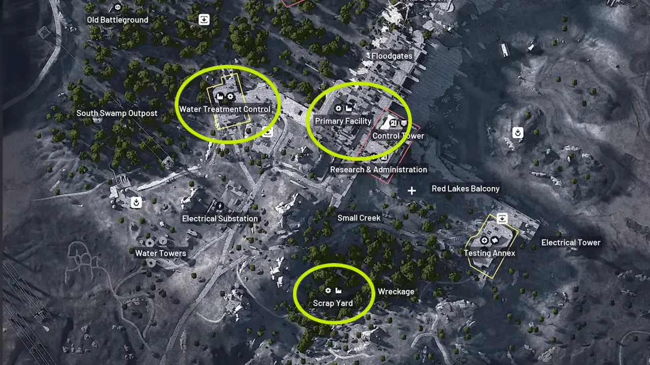 Arc Raiders Dam Battlegrounds Rusted Tools locations marked on map
