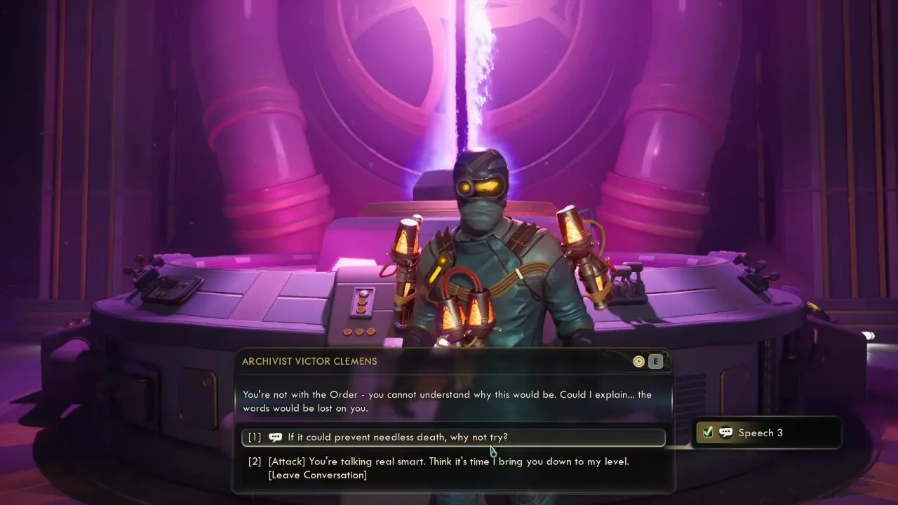 The Outer Worlds 2 dialogue choice to spare Victor
