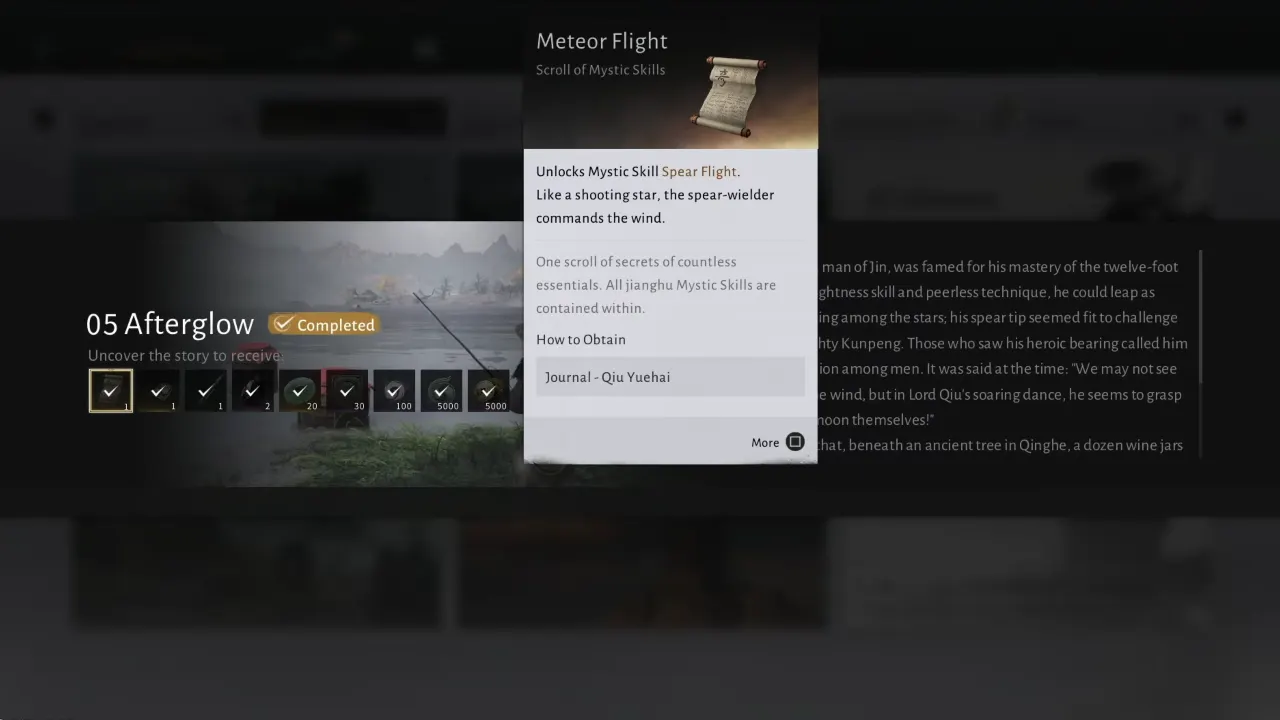 Where Winds Meet Meteor Flight Mystic Art Lightness Skill