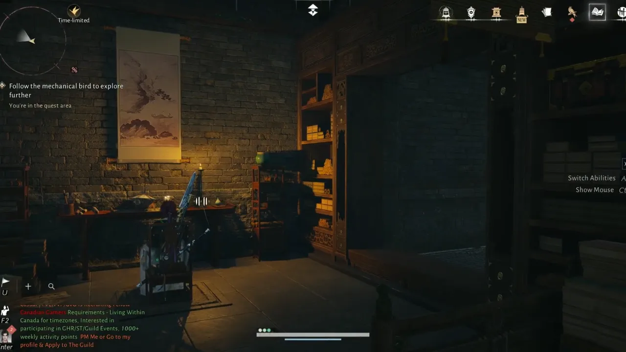 Third chair puzzle opened passage behind shelf.