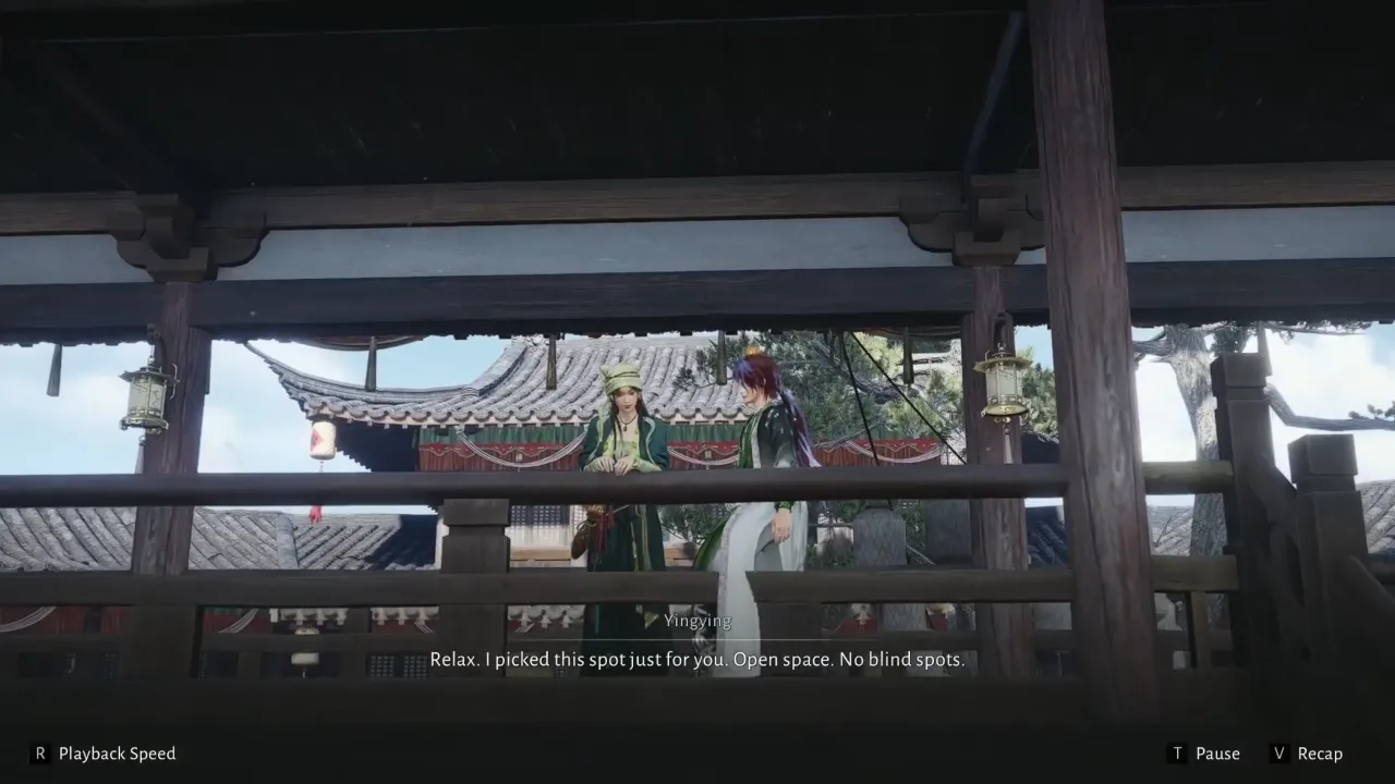 Young Hero talking to Yingying at the inn.